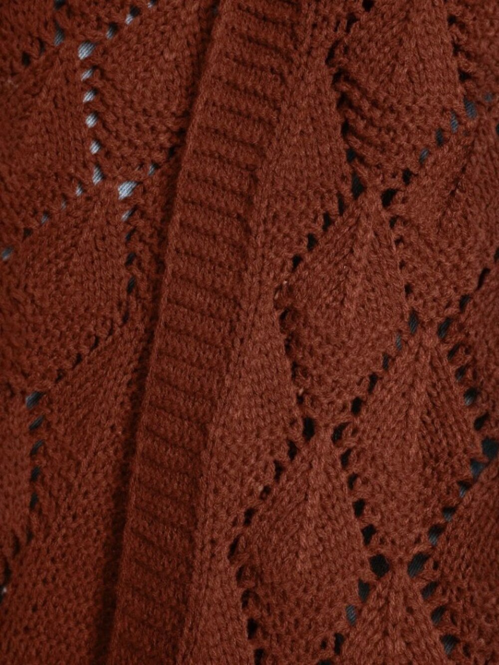Points to Cozy Rust Red Pointelle Knit Cardigan Sweater NWT - Picture 5 of 8